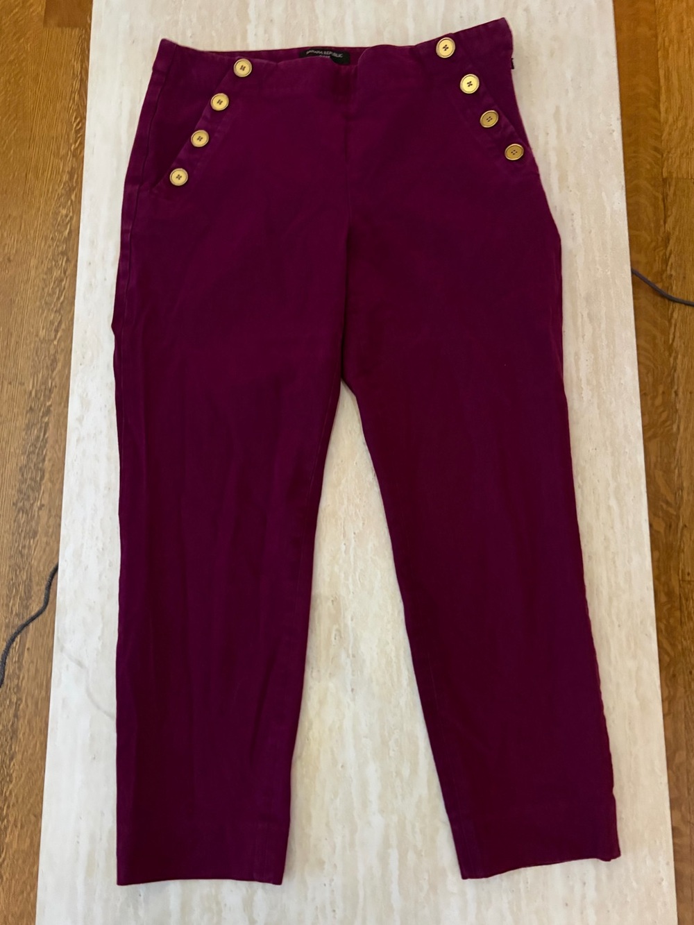 Banana Republic Women's Burgundy Button Detail Pants